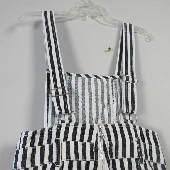 Ochirly Striped Overalls Jumpsuit Women S Black White Wide Leg Goth Grunge 512 - Picture 2 of 12